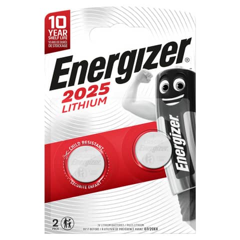 Batterie al litio a bottone Energizer Lithium BP2 3V 170 mAh CR2025 - conf. 2 pz - E304126902